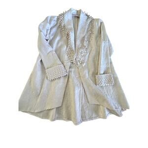 Courtney Rhodes Women's White 100% Cotton Long Sleeve Button Lace Blouse Size 8